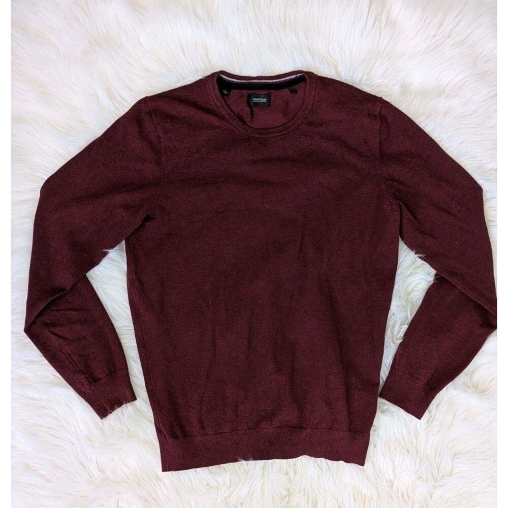Buffalo David Bitton Burgundy Sweater Men’s Large Crewneck Pullover
